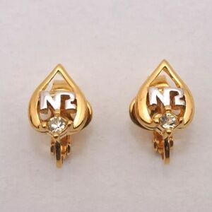 NINA RICCI Vintage Clip-on Rhinestone Gold Earrings | PRELOVED!!!⭐️💛👑